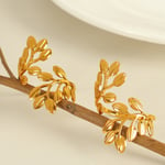 Gold color / One size / 1 Piece Simple Series Leaf Stainless Steel  Gold Color Women's Adjustable Rings Picture4